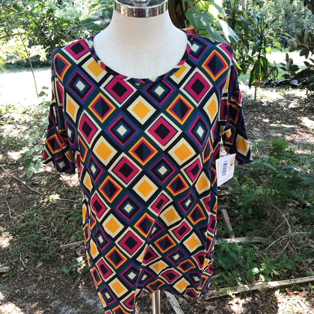LulaRoe Irma Geometic Colorful Diamonds Tunic Top